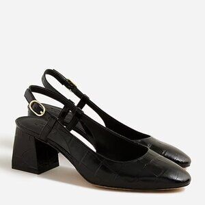 J. Crew Layne slingback heels in croc-embossed leather shoes BX883 black 7.5
